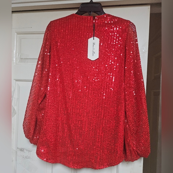 Red Sequin Women's Top - Picture 4 of 6